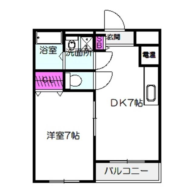 ビッグシャイン今里(1DK/2階)の間取り写真