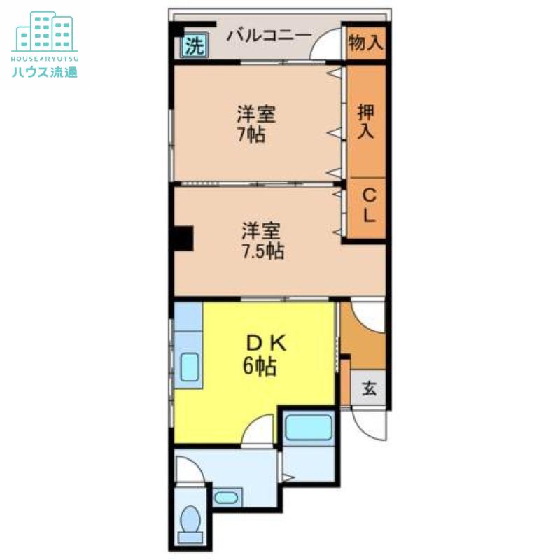 中尾ビル(2DK/2階)の間取り写真