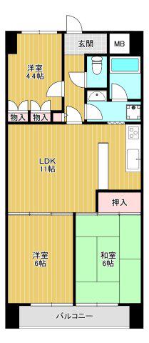 朝日プラザCITY ウエストヒル神戸 A(3LDK/4階)の間取り写真