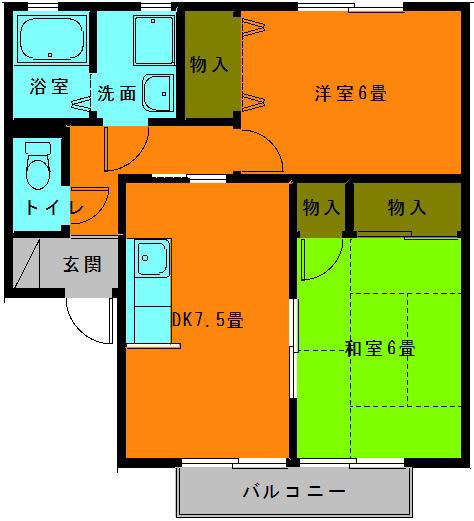 ヴィラ小森野(2DK/1階)の間取り写真