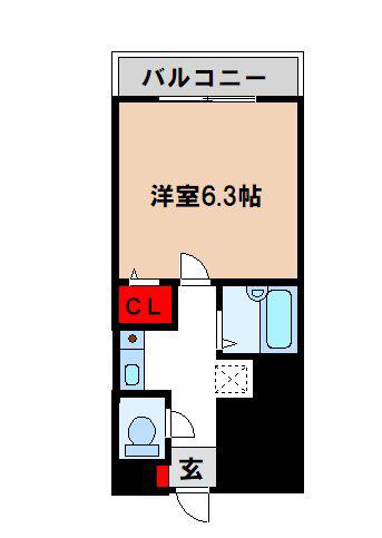 キャンパスシティ太宰府(1K/6階)の間取り写真
