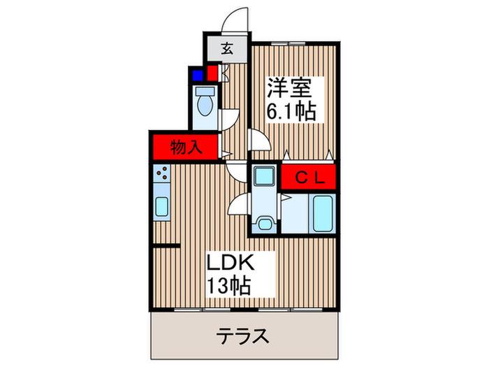プンジョンNY(1LDK/1階)の間取り写真