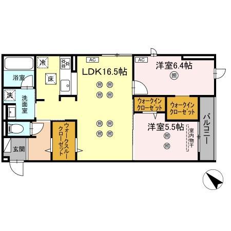 D-ROOM東雲町(2LDK/1階)の間取り写真