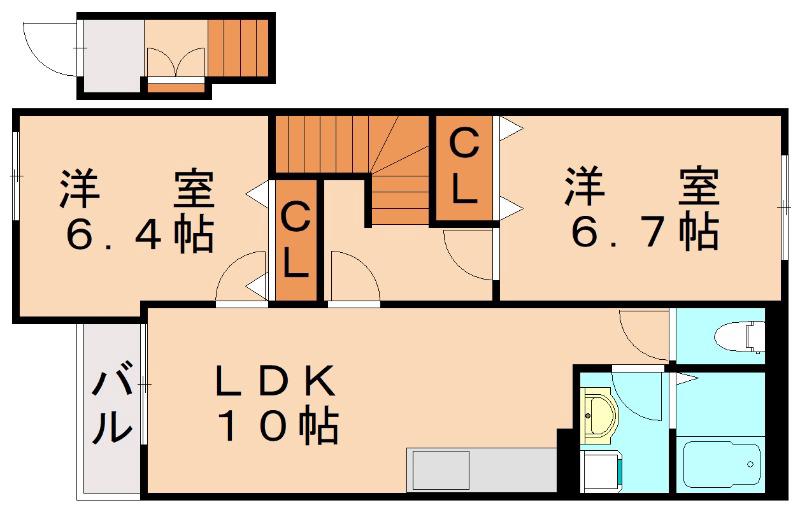 ピュア リバティ―(2LDK/2階)の間取り写真