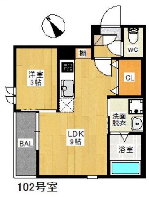 GRANDTIC野芥VELIERO(1LDK/1階)の間取り写真