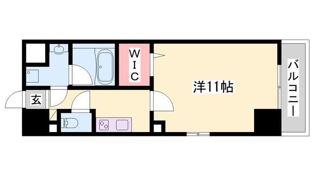 ル・シエル呉服町(1K/2階)の間取り写真
