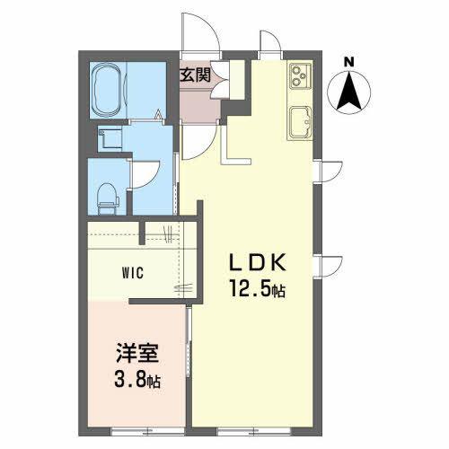 フラット園(1LDK/1階)の間取り写真