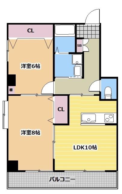 パラッツォヨシダ(2LDK/4階)の間取り写真