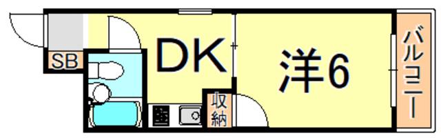 ハイツ24(1DK/2階)の間取り写真
