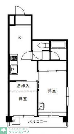 グロリアスマンション新河岸(2K/2階)の間取り写真