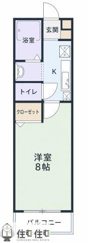 アンプルール ブワ BON(1K/1階)の間取り写真