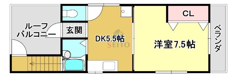 オリーブコート三津屋北(1DK/4階)の間取り写真