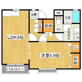 コーポハート(1LDK/1階)の間取り写真