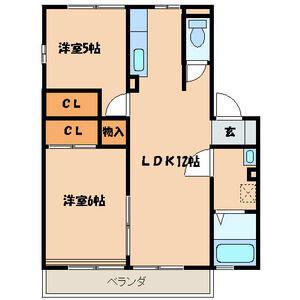 メゾンドレトアC棟D棟(2LDK/2階)の間取り写真