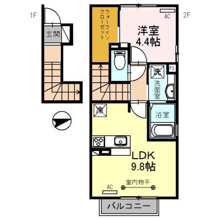 リアン森田(1LDK/2階)の間取り写真