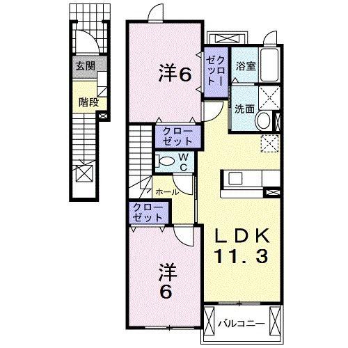 ブリランテ(2LDK/2階)の間取り写真