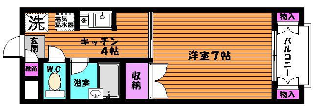 パインツリーハウス(1K/2階)の間取り写真