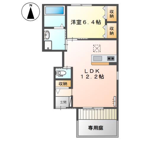 プレシオーザ(1LDK/1階)の間取り写真