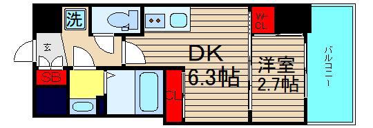 セレニテ桜川駅前プリエ(1DK/2階)の間取り写真