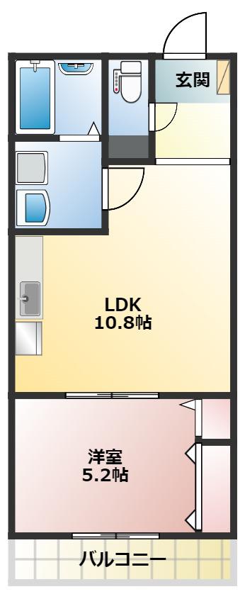 アンレーヴメゾンA(1LDK/2階)の間取り写真