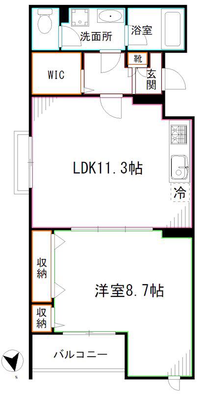 BELLEVILLE 千光前(1LDK/2階)の間取り写真
