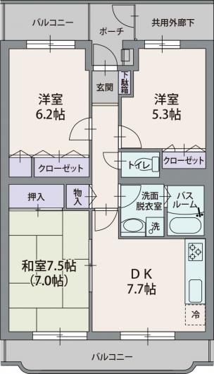 ミレニアムパレ(3DK/4階)の間取り写真