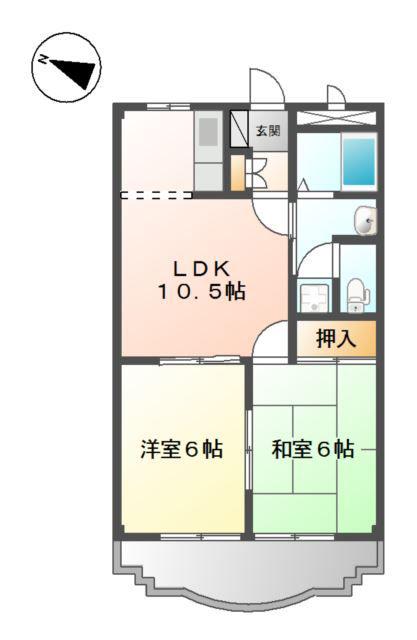 ハイツルヴィエール(2LDK/1階)の間取り写真