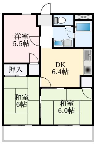 石坂スカイハイツ(3DK/7階)の間取り写真