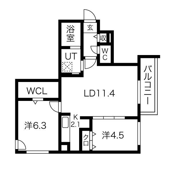 ブランシャールALAIN西町(2LDK/3階)の間取り写真