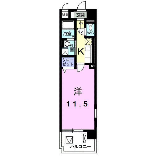 グレイシャス(1K/3階)の間取り写真
