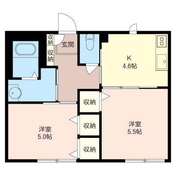 マルサ参番館(2K/1階)の間取り写真