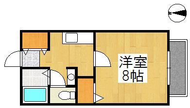フラッツァ水江B棟(1K/2階)の間取り写真