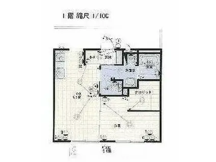 ベルハイツB(1LDK/2階)の間取り写真