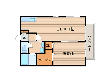 ラ・リビエール(1LDK/1階)の間取り写真