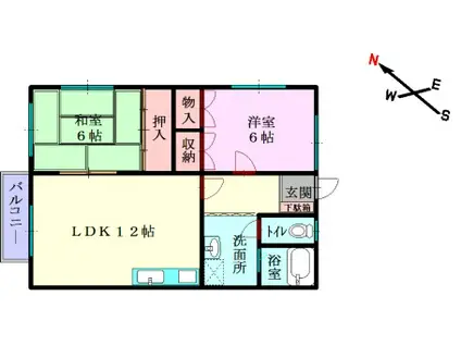 レジデンスあたご(2LDK/2階)の間取り写真