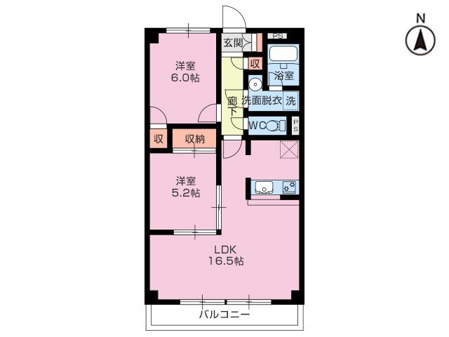 コート沼津(2LDK/1階)の間取り写真