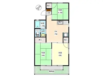 アネックスF(3DK/1階)の間取り写真