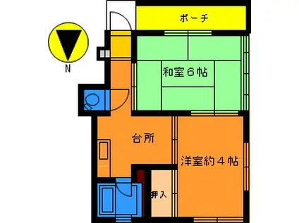 コーポサカエ(2K/1階)の間取り写真