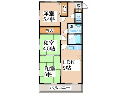 フラワーマンション永村(3LDK/3階)の間取り写真