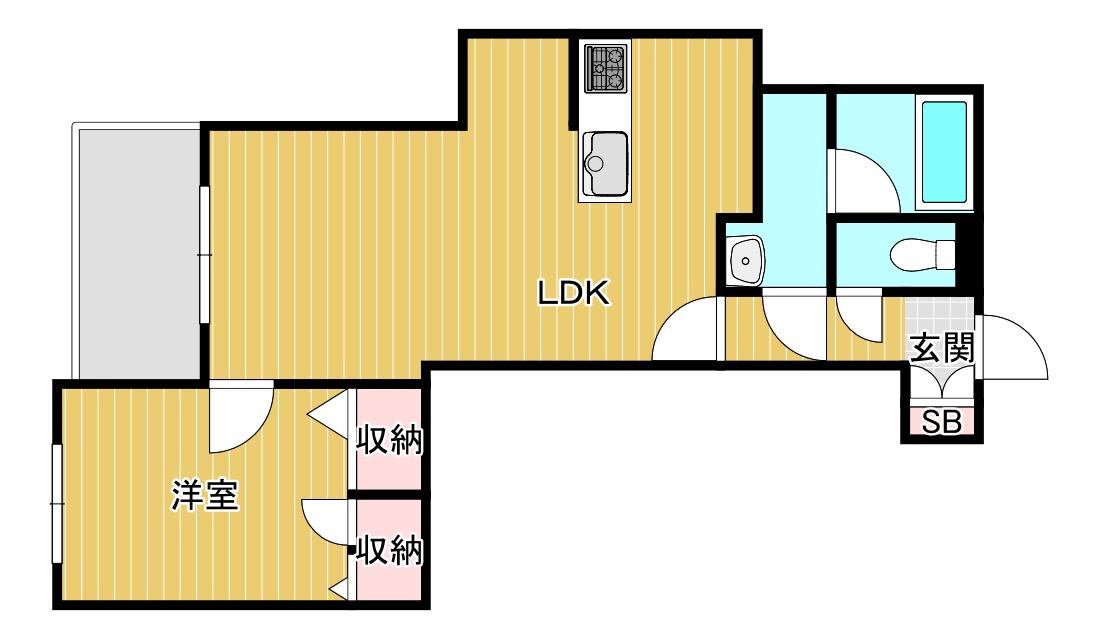 ファーストクラス(1LDK/1階)の間取り写真
