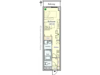 プレジール(1K/4階)の間取り写真
