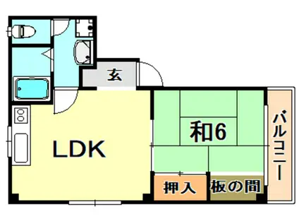 ファミール兵庫(1LDK/3階)の間取り写真