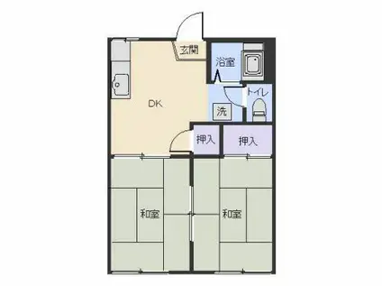 フラッツK(2K/2階)の間取り写真