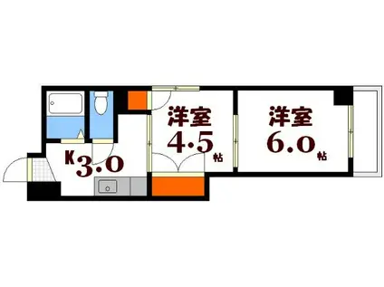 レインボー三篠(2K/5階)の間取り写真