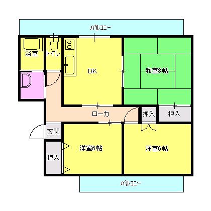 サザンブルーク壱番館(3DK/3階)の間取り写真