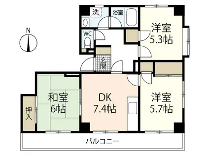 オーシャンハイツ(3DK/5階)の間取り写真