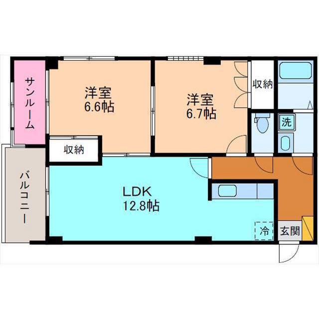 ノアズアーク(2LDK/4階)の間取り写真