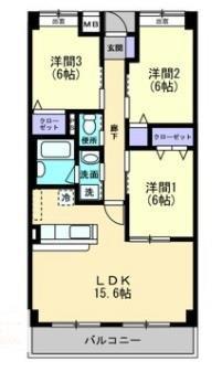 プラスパー旭通(3LDK/4階)の間取り写真