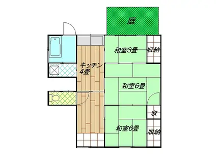 山田アパート(2SK/1階)の間取り写真