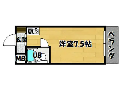 シャトー相川(1K/3階)の間取り写真
